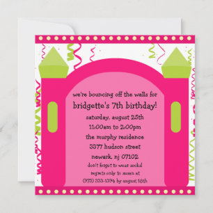Bouncing of the Walls Bounce House Birthday Party Invitation