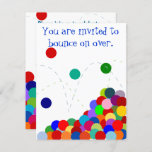 Bouncing Party Invitation<br><div class="desc">Bright and colourful,  this invitation is great for a boy or girl party.  Two sided and plenty of room for details. Customise to your needs by changing the background colour,  text style,  colour and size. Original art by Rebecca of Night Owl's Menagerie,  2012.</div>