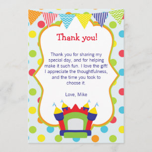 Bouncing Party Thank You Card Note