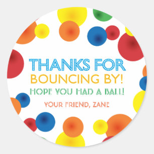 Bouncy Ball Birthday Round Favour Stickers