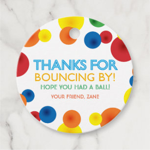 Bouncy Ball Birthday Round Favour Stickers Favour Tags