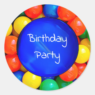 Bouncy Balls Birthday or Invitation sealers Classic Round Sticker