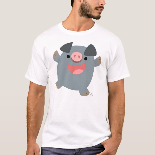 Bouncy Cartoon Pig T-shirt (Front)