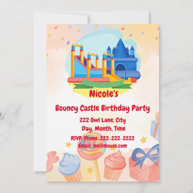 Bouncy Castle Adventure Park  Birthday Party  Invi Invitation (Back)