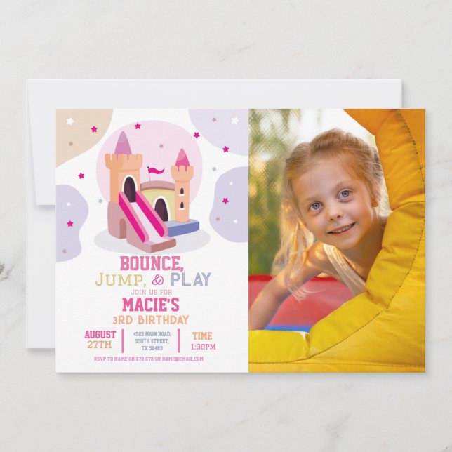 Bouncy Castle Birthday Party Photo Bounce House Invitation (Front)