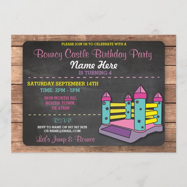 Bouncy Castle Birthday Invitations Zazzle UK