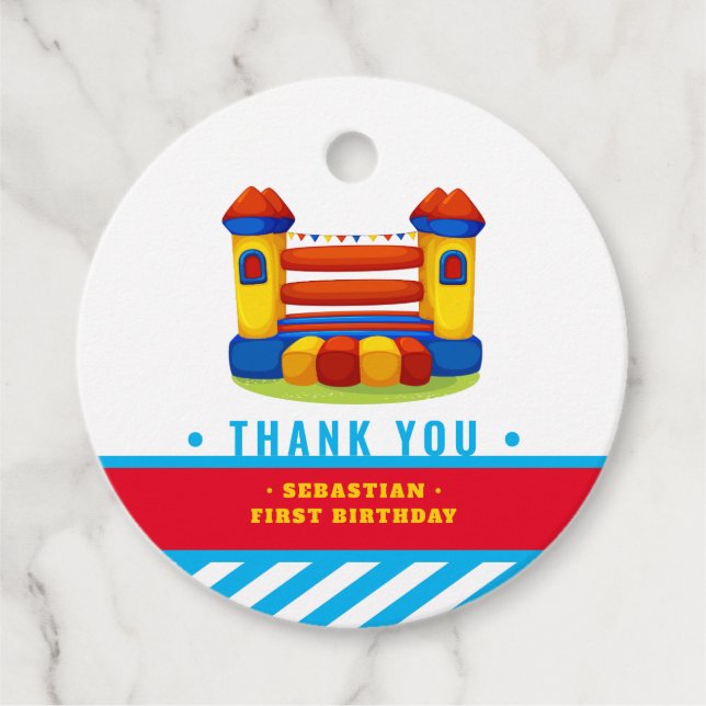 Bouncy house  birthday party favour tag (Front)