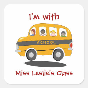 Bouncy School Bus Cusstom Identification Square Sticker