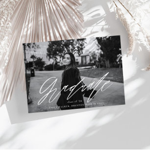 Bouncy Script Graduation Announcement Card