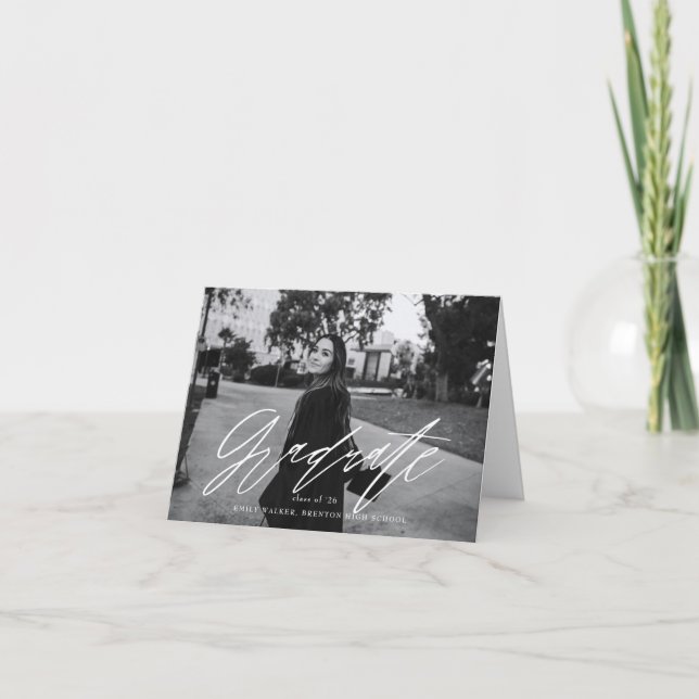 Bouncy Script Graduation Announcement Card (Front)
