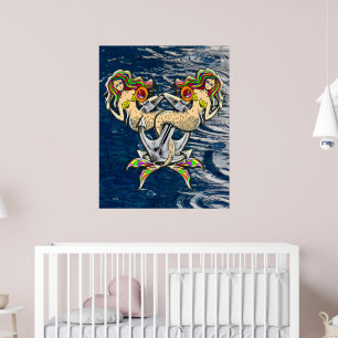 Bound Mermaid Nautical Ocean Poster Wall Art