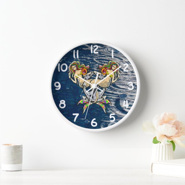 Bound Mermaids - Nautical Design for Ocean Lovers Clock (Home)