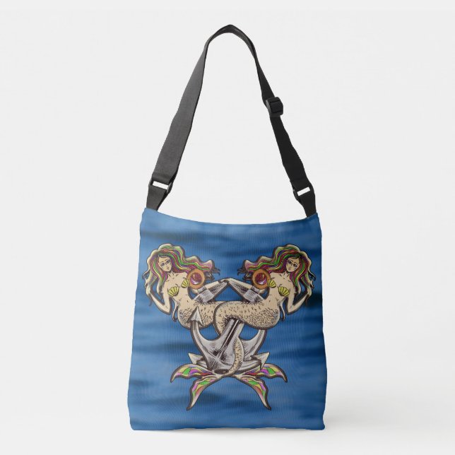 Bound Mermaids - Nautical Design for Ocean Lovers Crossbody Bag (Front)