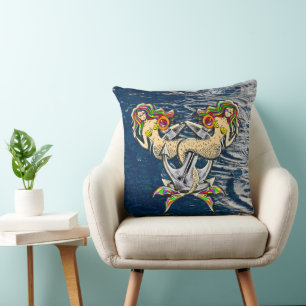 Bound Mermaids - Nautical Design for Ocean Lovers Cushion
