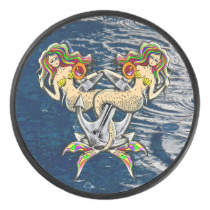 Bound Mermaids - Nautical Design for Ocean Lovers Hockey Puck