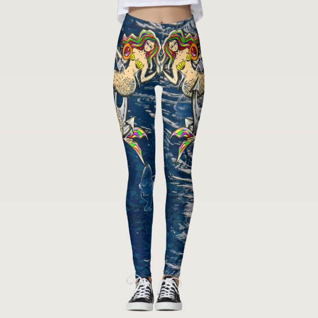 Bound Mermaids - Nautical Design for Ocean Lovers Leggings (Front)