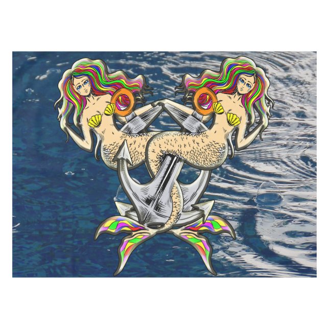 Bound Mermaids - Nautical Design for Ocean Lovers Tablecloth (Front (Horizontal))