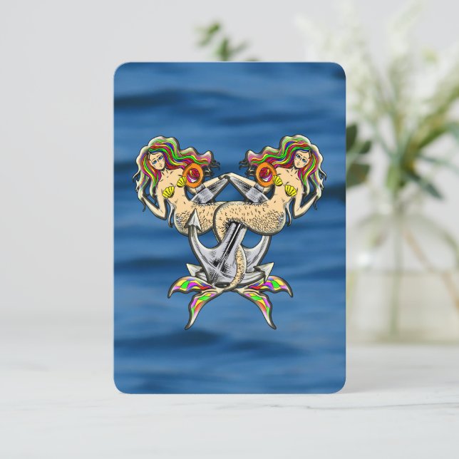 Bound Mermaids - Nautical Design for Ocean Lovers Thank You Card (Standing Front)