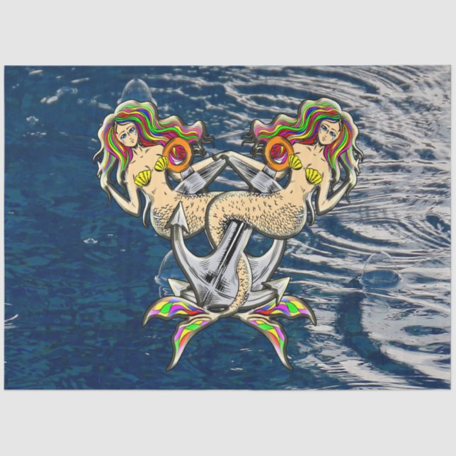 Bound Mermaids - Nautical Design for Ocean Lovers Tissue Paper (Front)