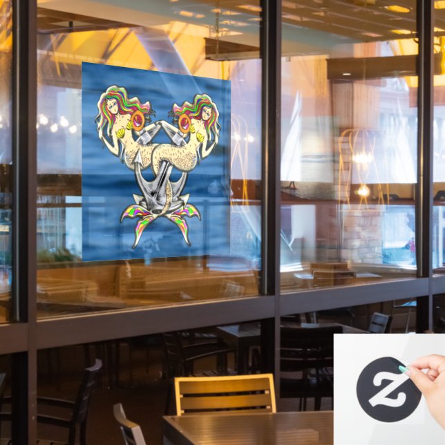 Bound Mermaids - Nautical Design for Ocean Lovers Window Cling (Restaurant Window)