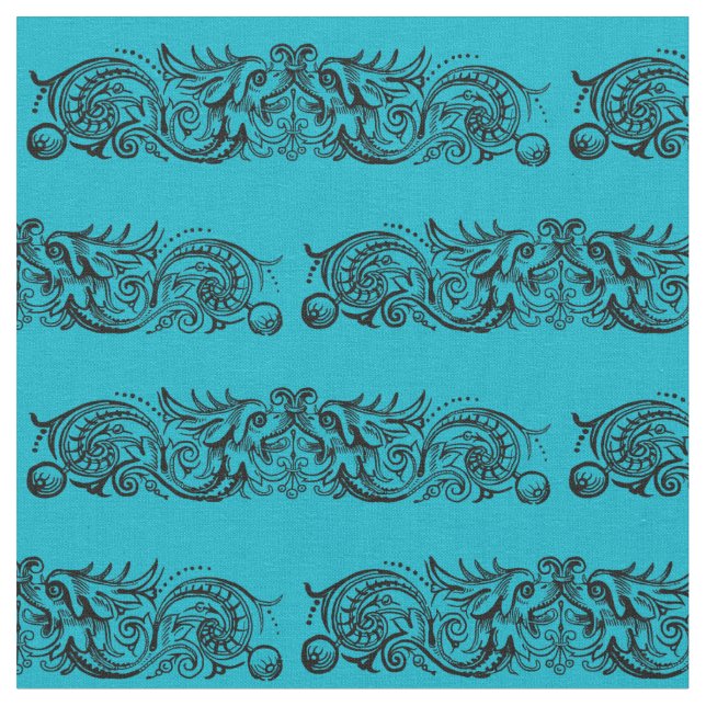 Bound Monsters (Black) Fabric (Close Up)