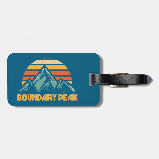 Boundary Peak Nevada Retro Turquoise Luggage Tag (Back Horizontal)