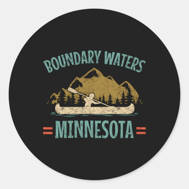 Boundary Waters Canoe Minnesota Classic Round Sticker (Front)