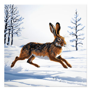 Boundless Hare Freedom in Snow Photo Print