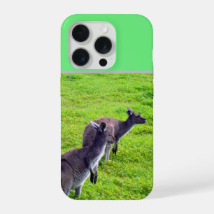 Boundless Horizons: Grey Kangaroos on Grassy Plain iPhone 15 Pro Case