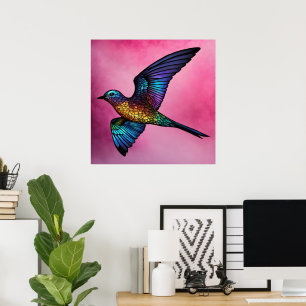 Boundless Wanderer: Multicoloured Swift Bird Poster