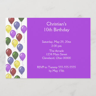 Bountiful Balloons Invitation (Purple)