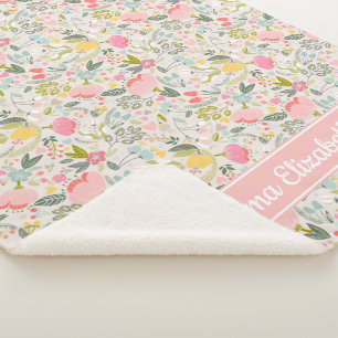 Bountiful Blooms Personalised Baby Sherpa Blanket
