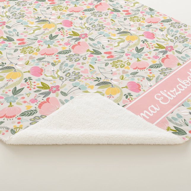 Bountiful Blooms Personalised Baby Sherpa Blanket (3/4)