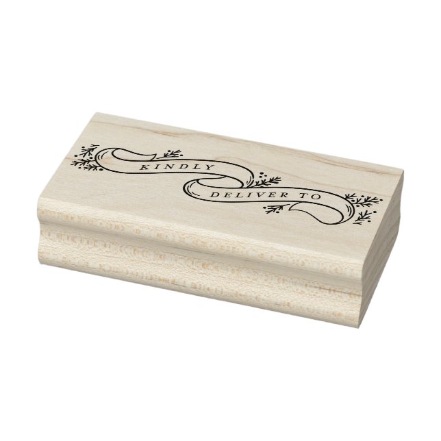 Bountiful Branches Christmas Ribbon Deliver To Rubber Stamp (Stamp)