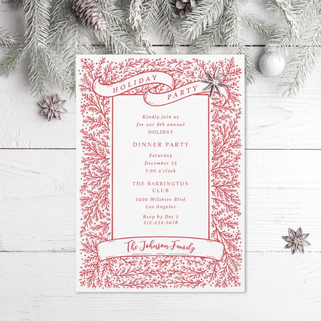 Bountiful Branches Red and White Christmas Invitation (Creator Uploaded)