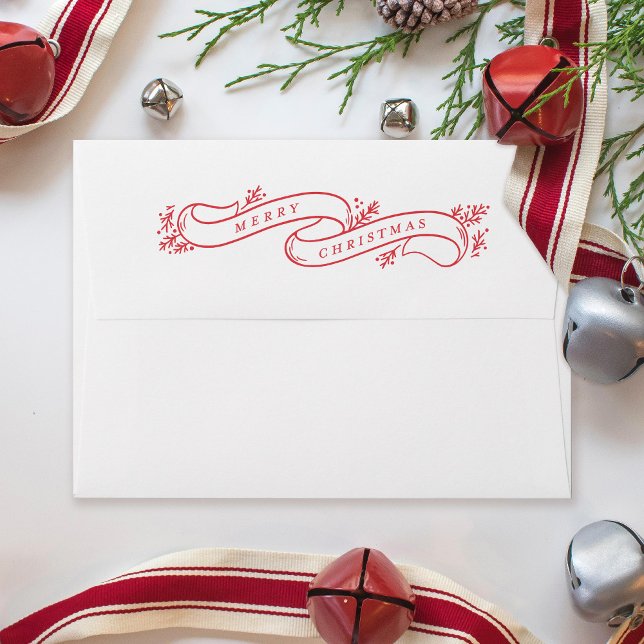 Bountiful Branches Red and White Merry Christmas Envelope (Creator Uploaded)