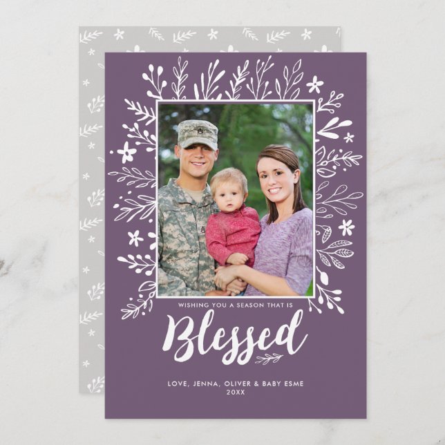 Bountiful Christmas Purple Holiday Flat Card (Front/Back)