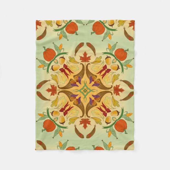 Bountiful Harvest Radial Art Fleece Blanket (Front)