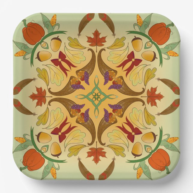 Bountiful Harvest Radial Art Paper Plate (Front)