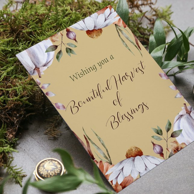 Bountiful Harvest Thanksgiving Holiday Watercolor Card (Creator Uploaded)