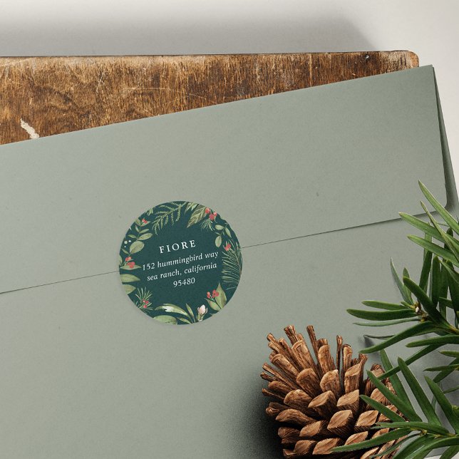 Bountiful | Holiday Return Address Classic Round Sticker (Creator Uploaded)