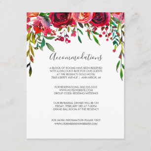 Bountiful Rose Ruby Red Wedding Accommodations Enclosure Card