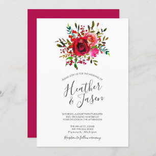 Bountiful Rose Ruby Red Wedding Invitation