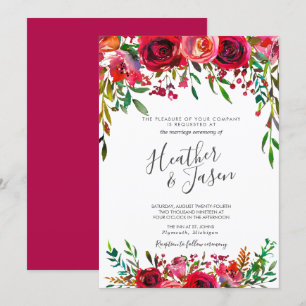 Bountiful Rose Ruby Red Wedding Invitation