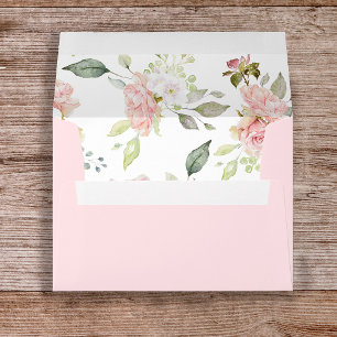 Bountiful Roses   Elegant Pink Floral Baptism Envelope