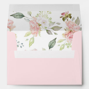 Bountiful Roses   Elegant Pink Floral Wedding Envelope
