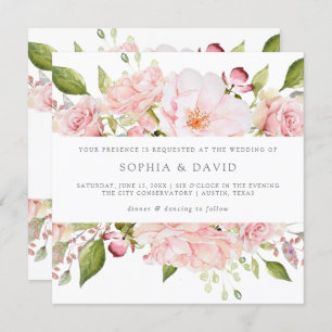 Bountiful Roses   Elegant Pink Floral Wedding Invitation
