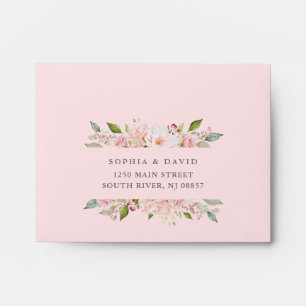 Bountiful Roses   Elegant Pink Floral Wedding RSVP Envelope