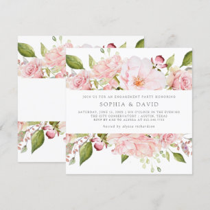Bountiful Roses   Pink Floral Engagement Party Invitation