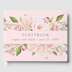 Bountiful Roses   Pink Floral Wedding on Blush Guest Book